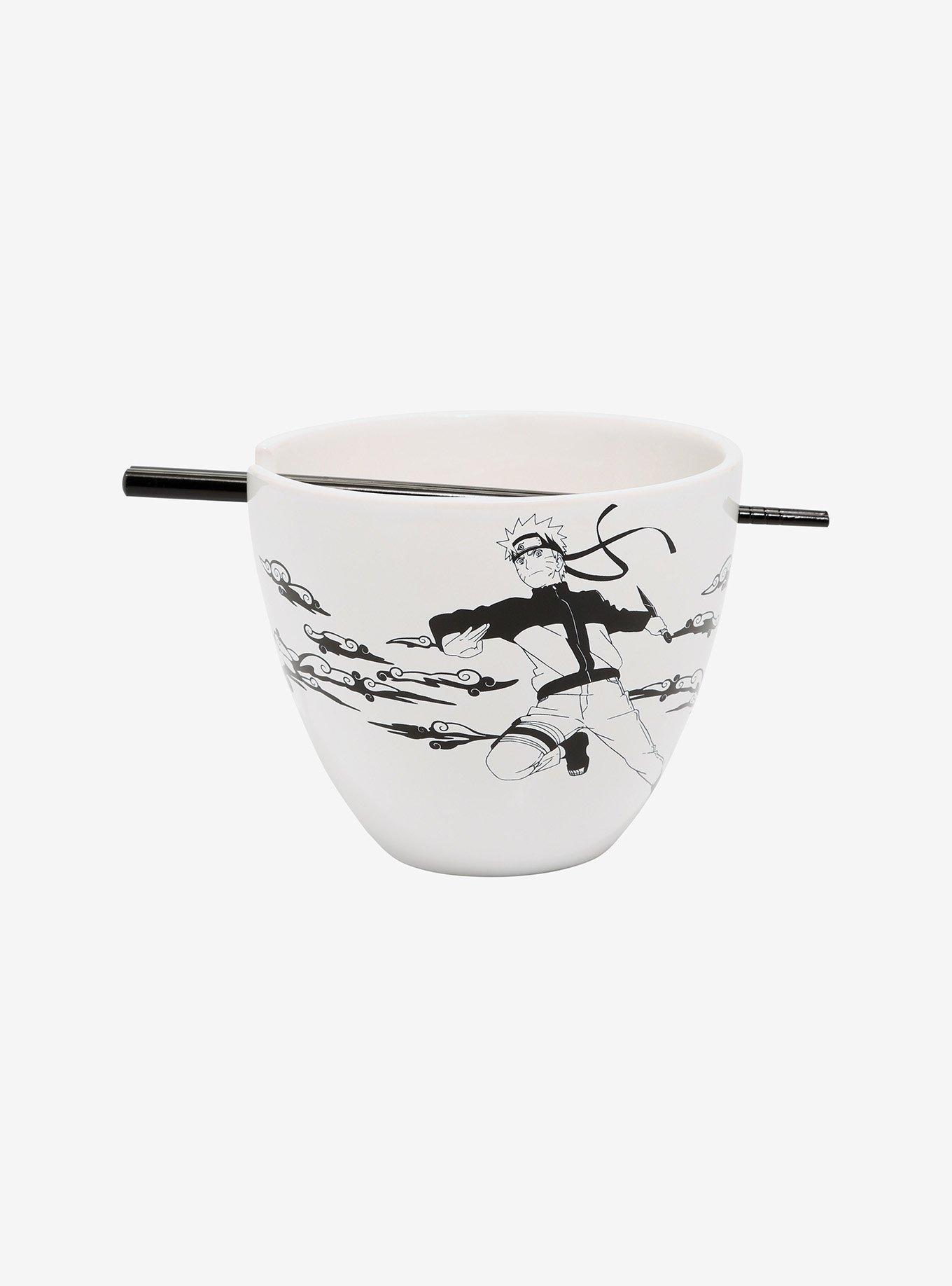 Naruto Shippuden Naruto Black and White Graphic Ramen Bowl with Chopsticks, , hi-res