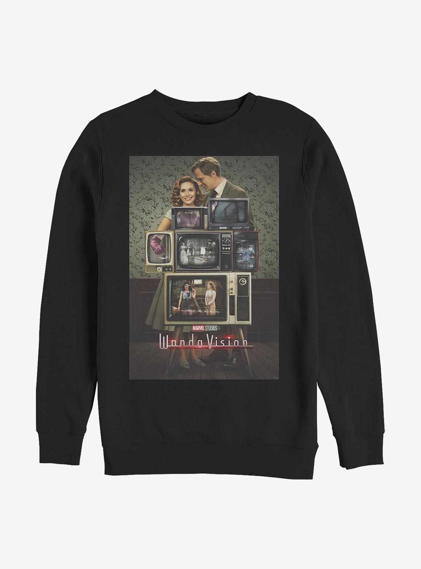 Marvel WandaVision Poster Through The Years Crew Sweatshirt, BLACK, hi-res