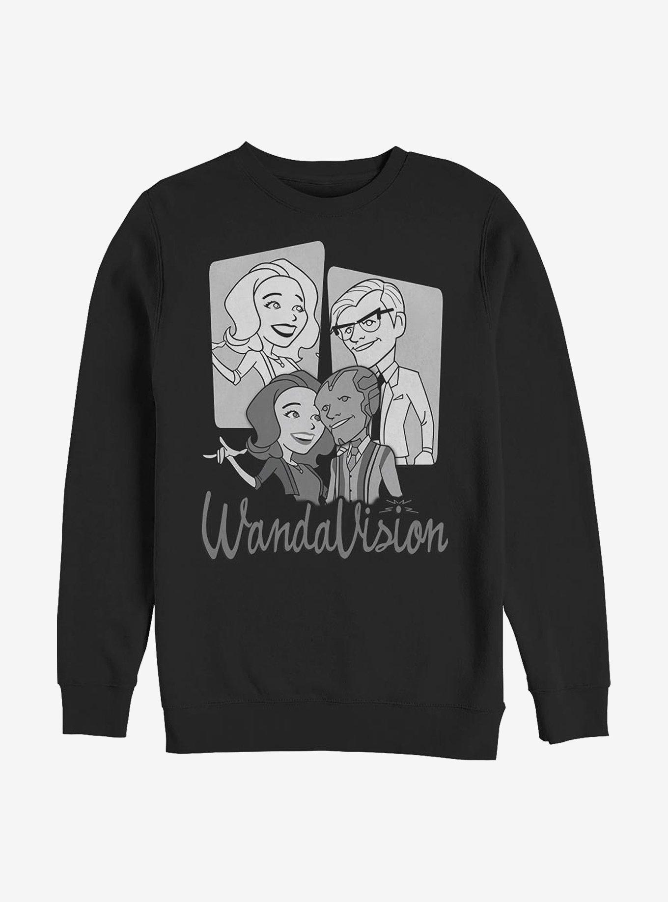 Marvel WandaVision Retro Character Panels Crew Sweatshirt, BLACK, hi-res