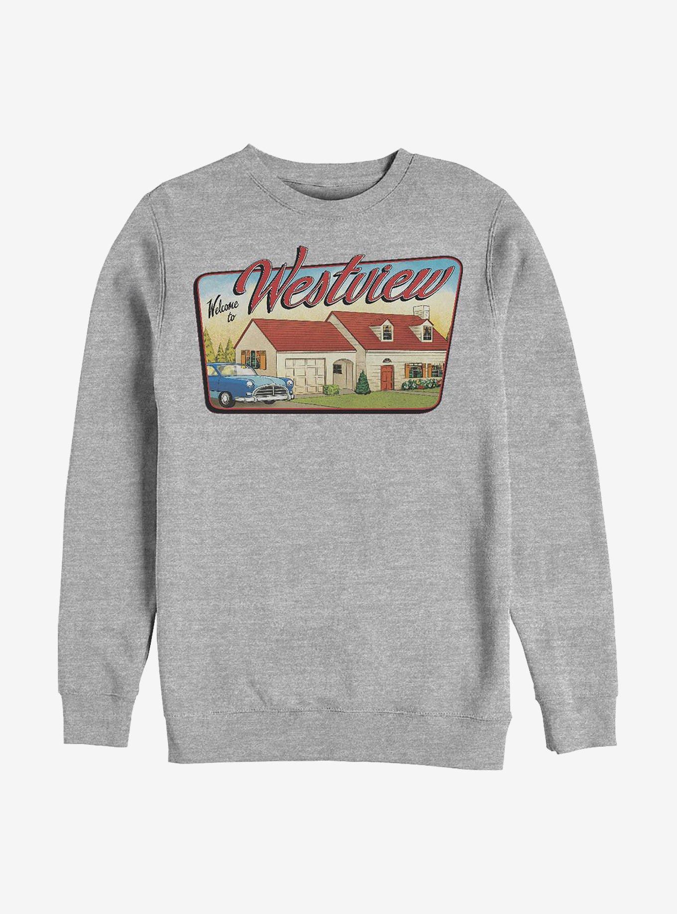 Marvel WandaVision Westview Welcome Crew Sweatshirt, ATH HTR, hi-res