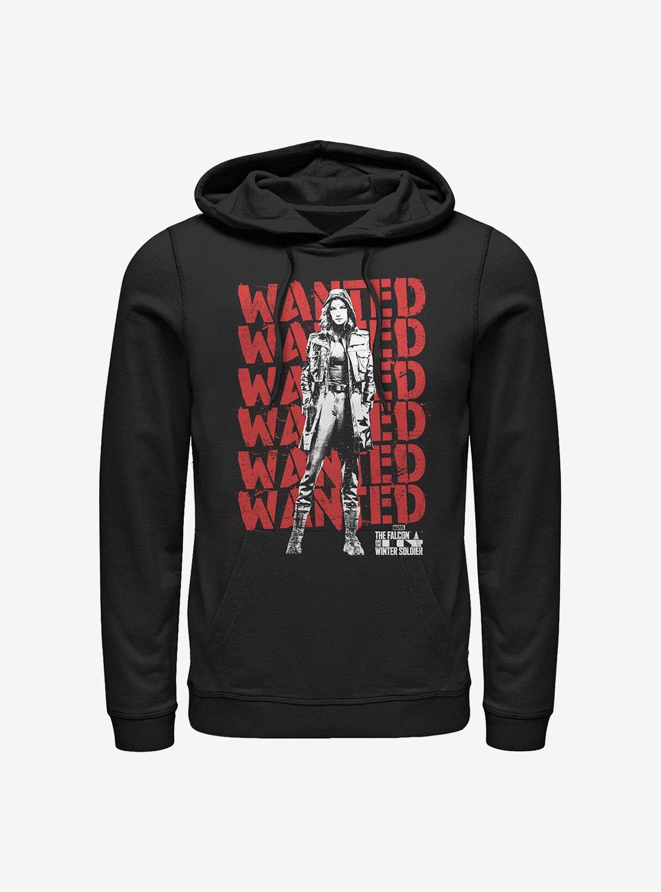 Marvel The Falcon And The Winter Soldier Wanted Repeating Red Hoodie, BLACK, hi-res