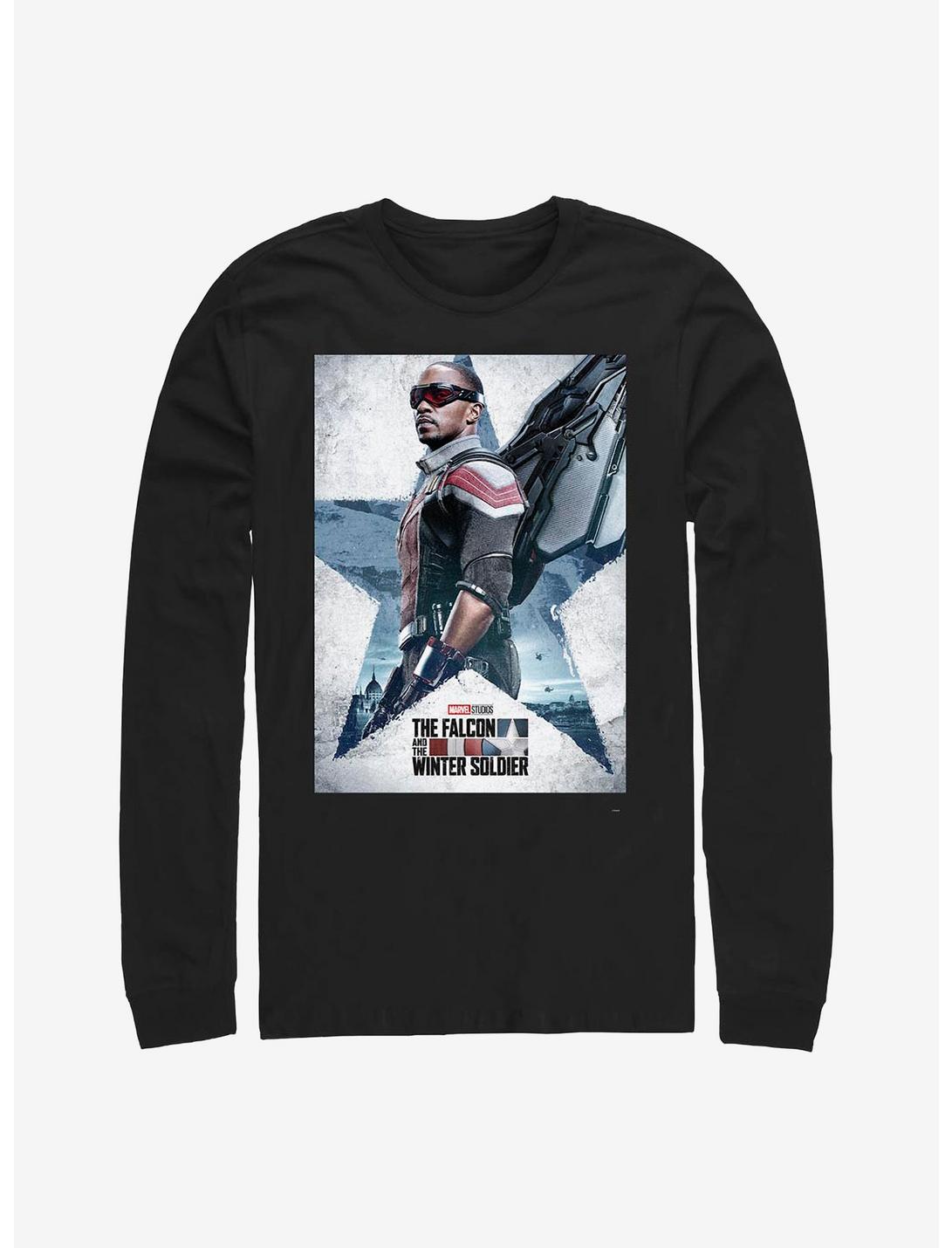 Marvel The Falcon And The Winter Soldier Falcon Poster Long-Sleeve T-Shirt, BLACK, hi-res