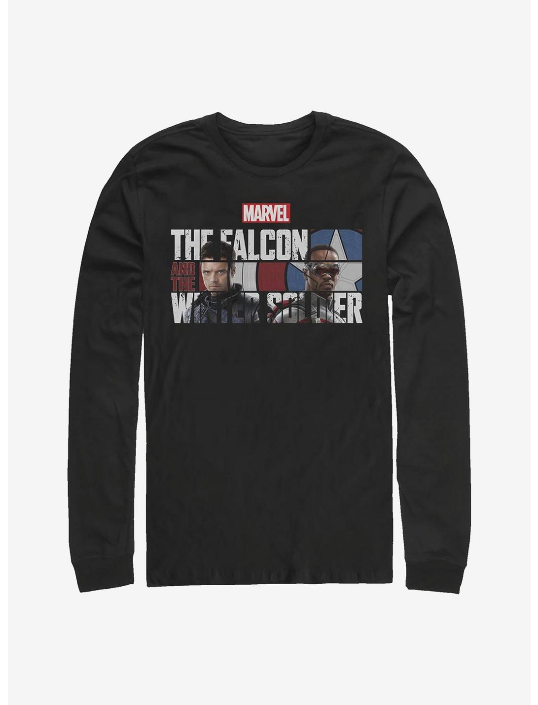 Marvel The Falcon And The Winter Soldier Logo Fill Long-Sleeve T-Shirt, BLACK, hi-res