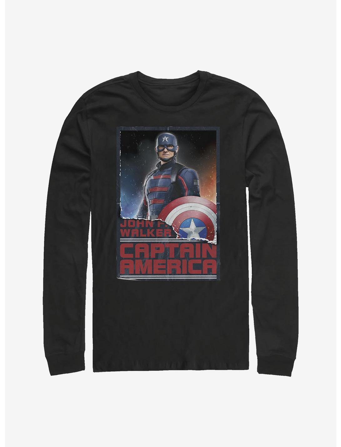 Marvel The Falcon And The Winter Soldier Stand Tall Cap Long-Sleeve T-Shirt, BLACK, hi-res