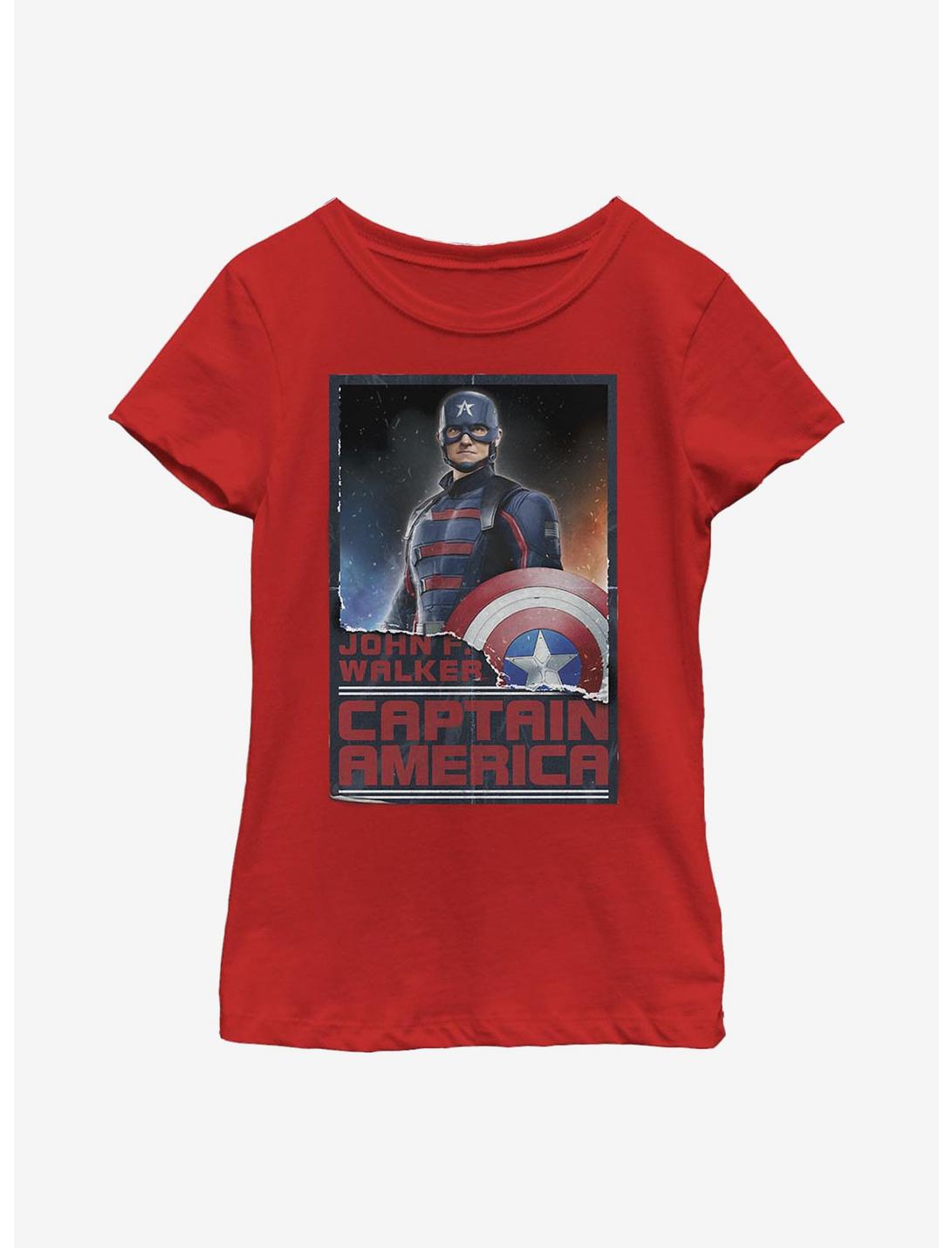 Marvel The Falcon And The Winter Soldier Stand Tall Cap Youth Girls T-Shirt, RED, hi-res