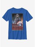 Marvel The Falcon And The Winter Soldier Stand Tall Cap Youth T-Shirt, ROYAL, hi-res