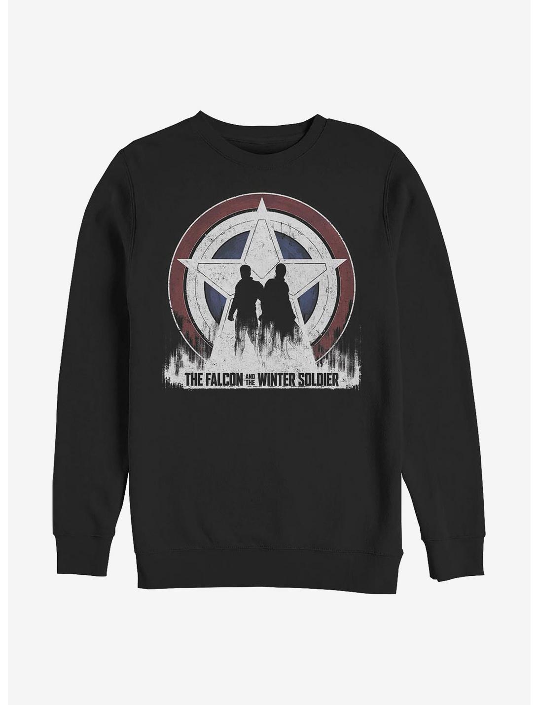 Marvel The Falcon And The Winter Soldier Silhouette Shield Sweatshirt, BLACK, hi-res