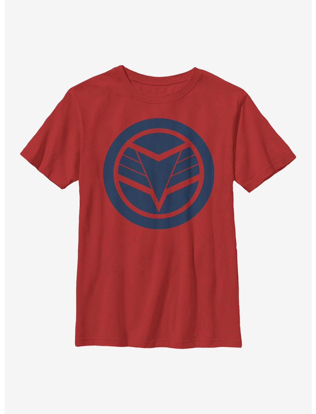 Marvel The Falcon And The Winter Soldier Blue Shield Youth T-Shirt, RED, hi-res