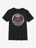 Marvel The Falcon And The Winter Soldier Falcon Logo Youth T-Shirt, BLACK, hi-res