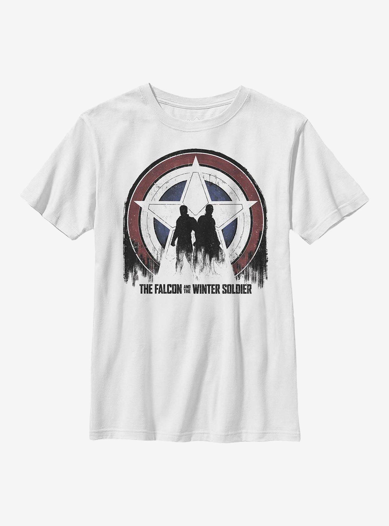 Marvel The Falcon And The Winter Soldier Silhouette Shield Youth T-Shirt, , hi-res