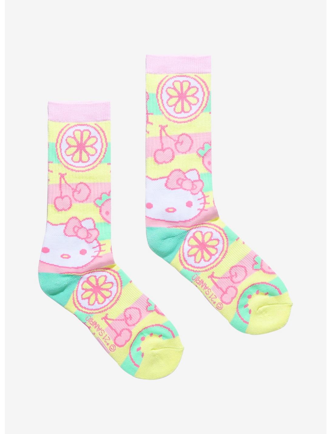 Hello Kitty Pastel Fruits Crew Socks, , hi-res