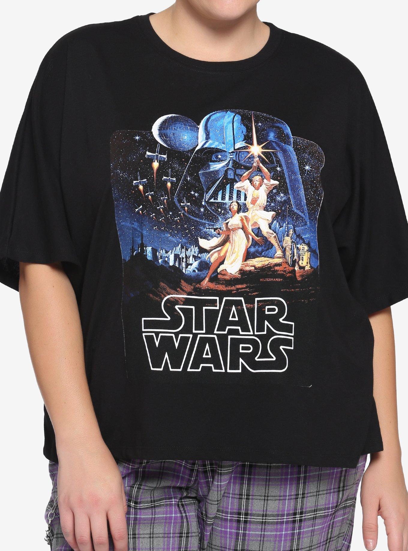 Lucasfilm 50th Anniversary Star Wars Classic Art Girls Crop T-Shirt Plus Size, MULTI, hi-res