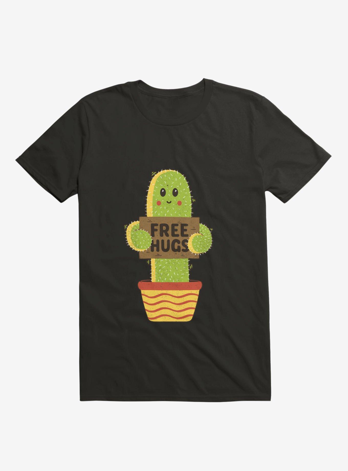 Free Hugs Cactus Black T-Shirt, , hi-res