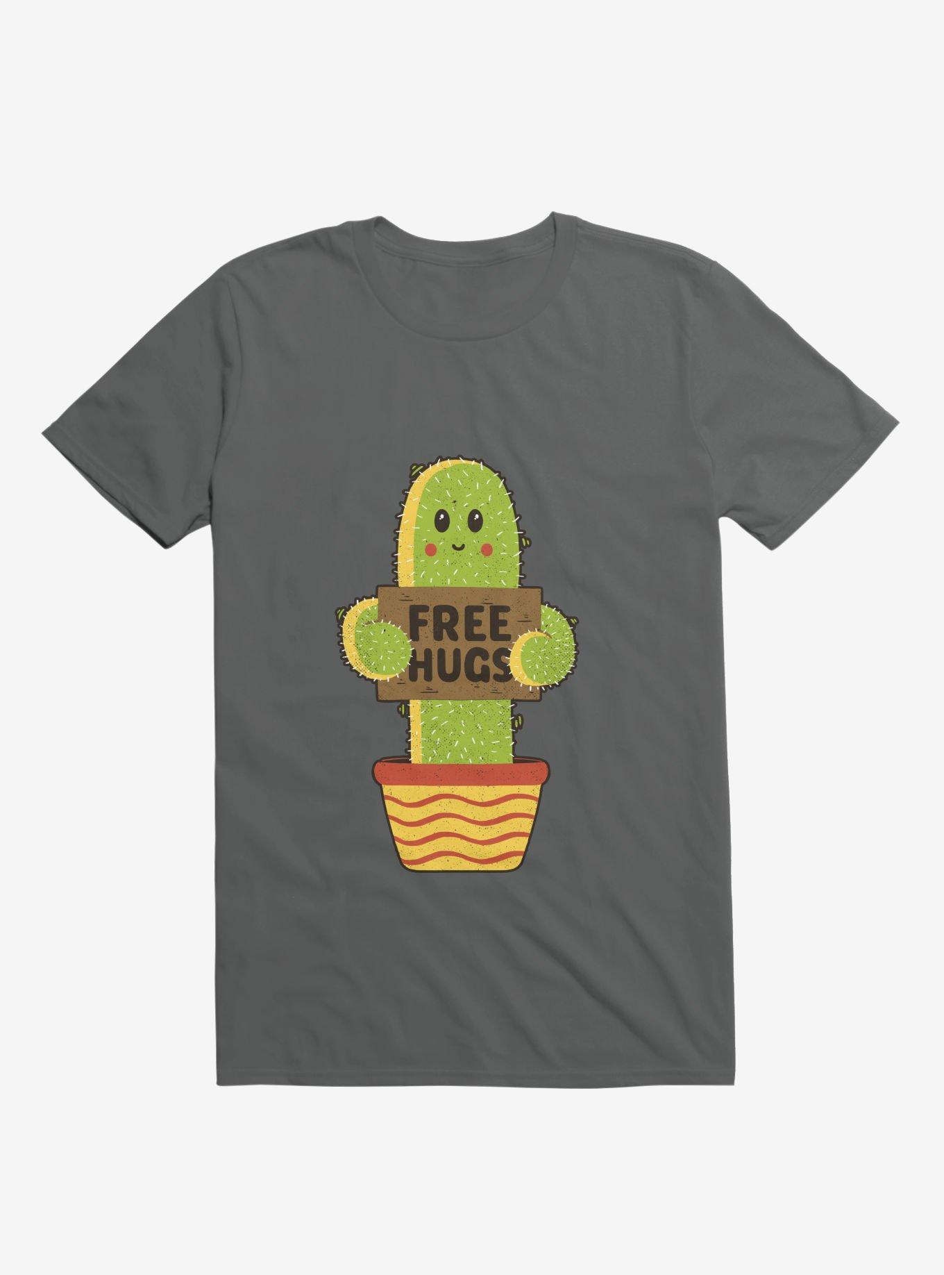 Free Hugs Cactus Charcoal Grey T-Shirt, , hi-res