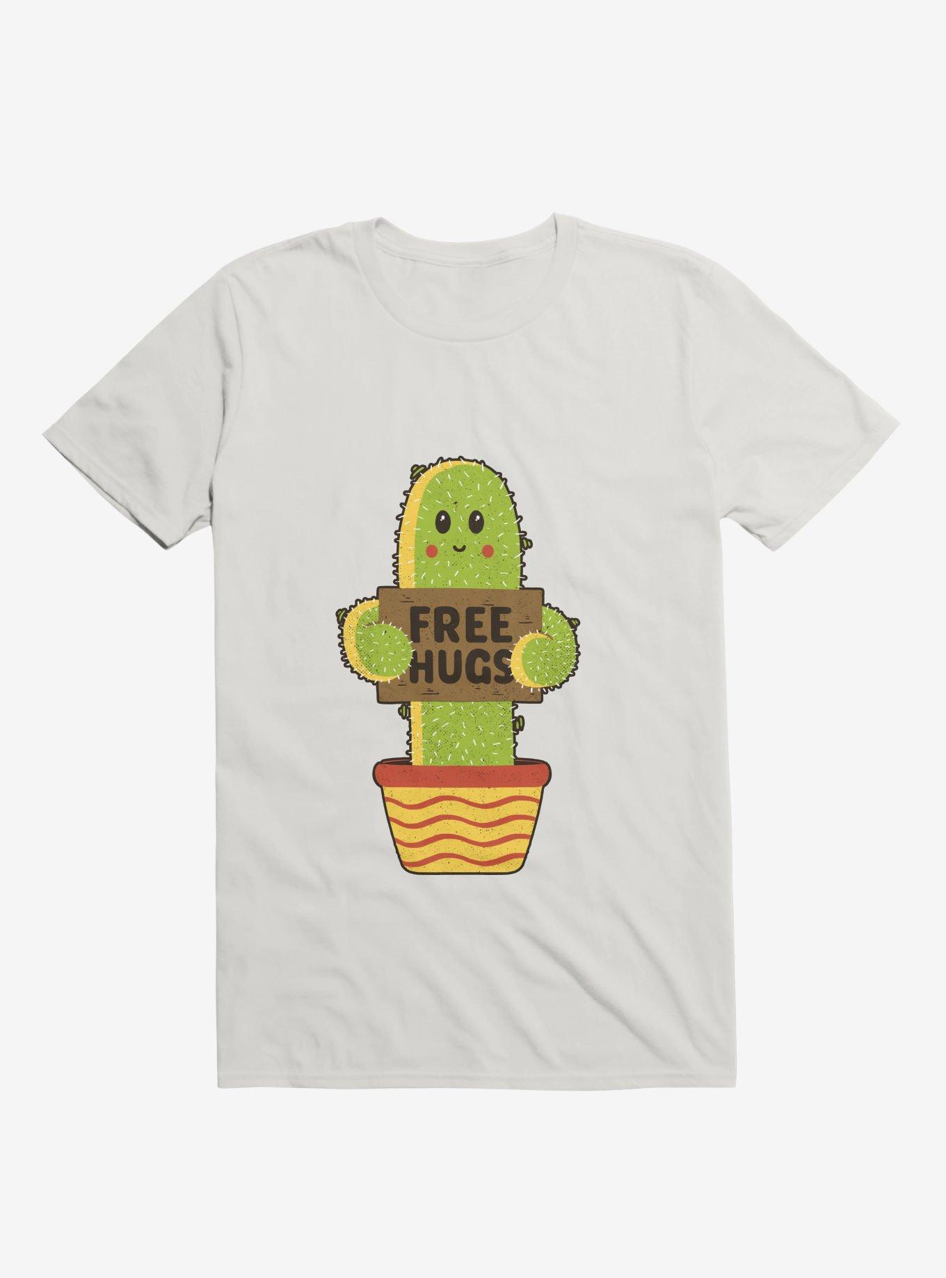 Free Hugs Cactus White T-Shirt, WHITE, hi-res