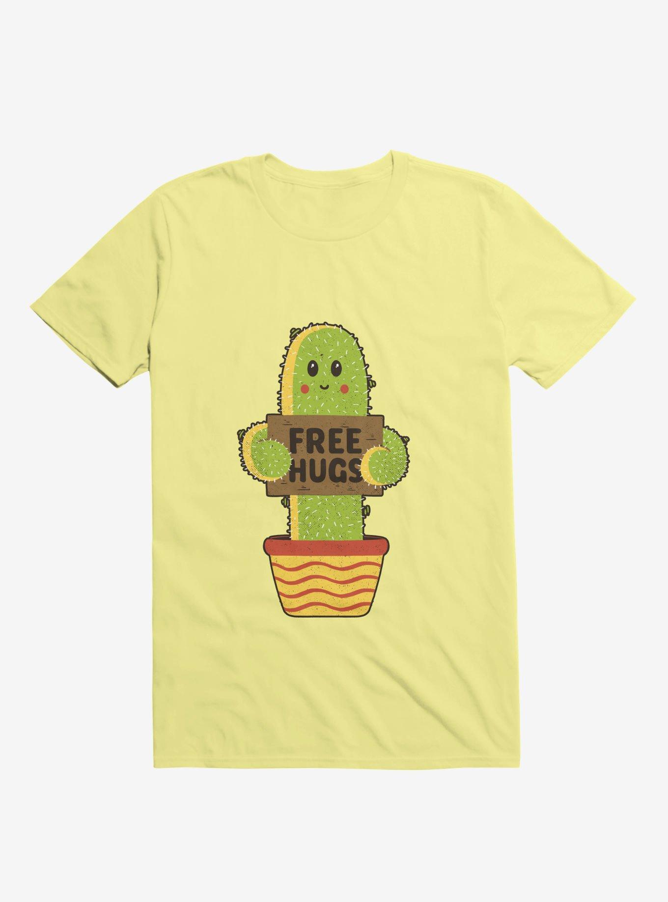 Free Hugs Cactus Corn Silk Yellow T-Shirt, , hi-res