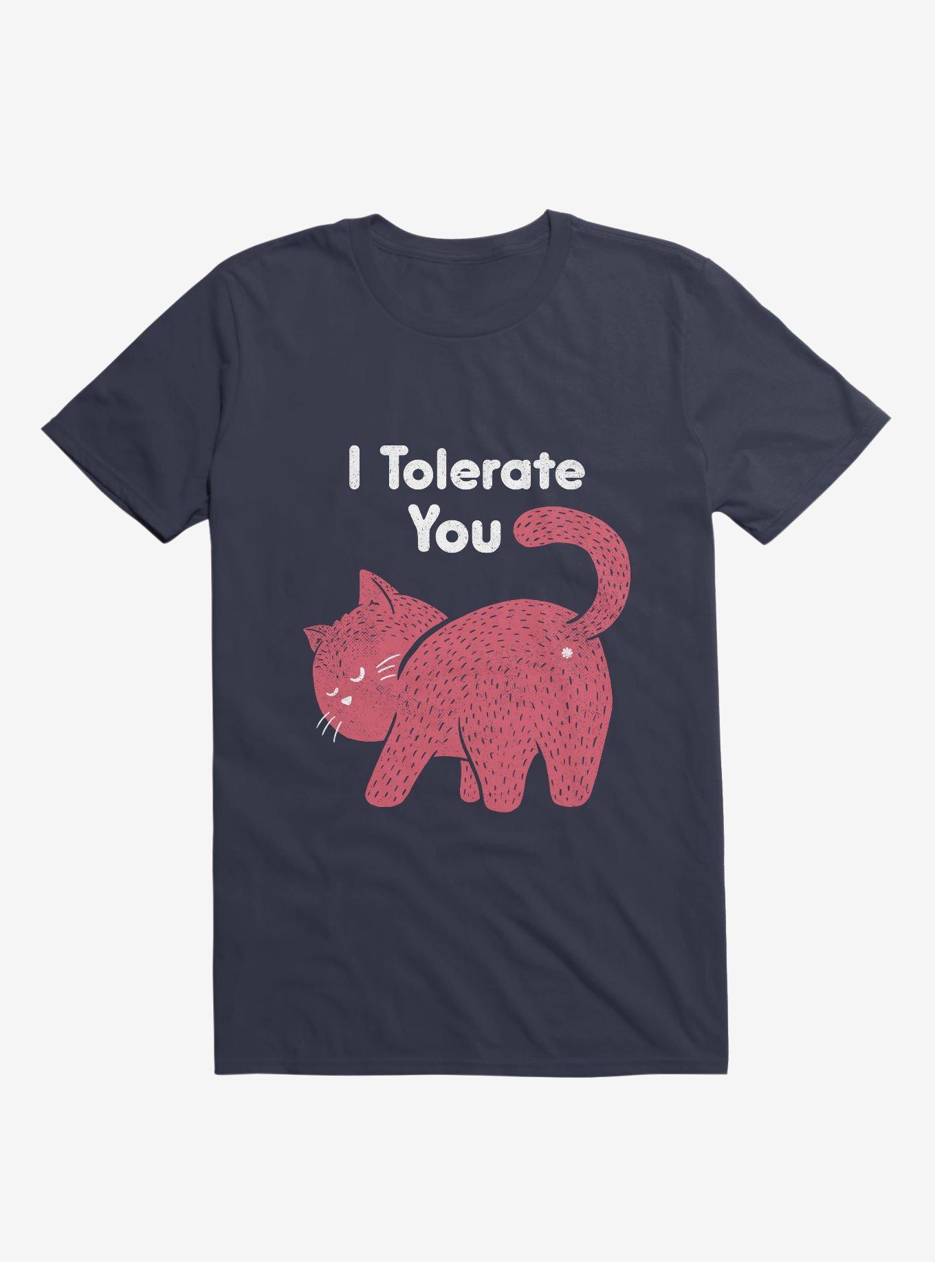 I Tolerate You Cat Navy Blue T-Shirt, , hi-res