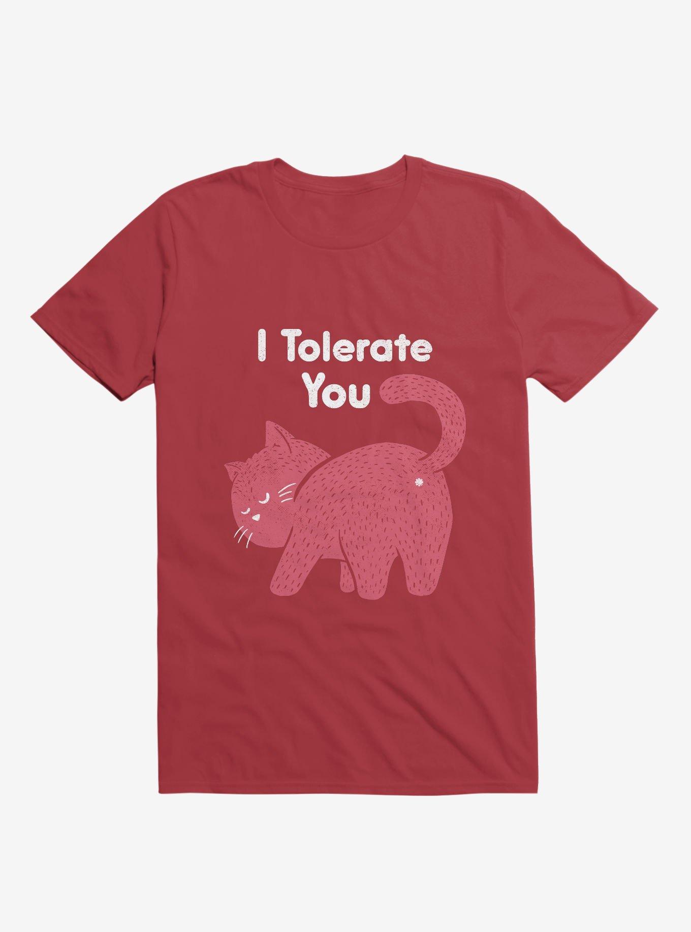 I Tolerate You Cat Red T-Shirt, RED, hi-res