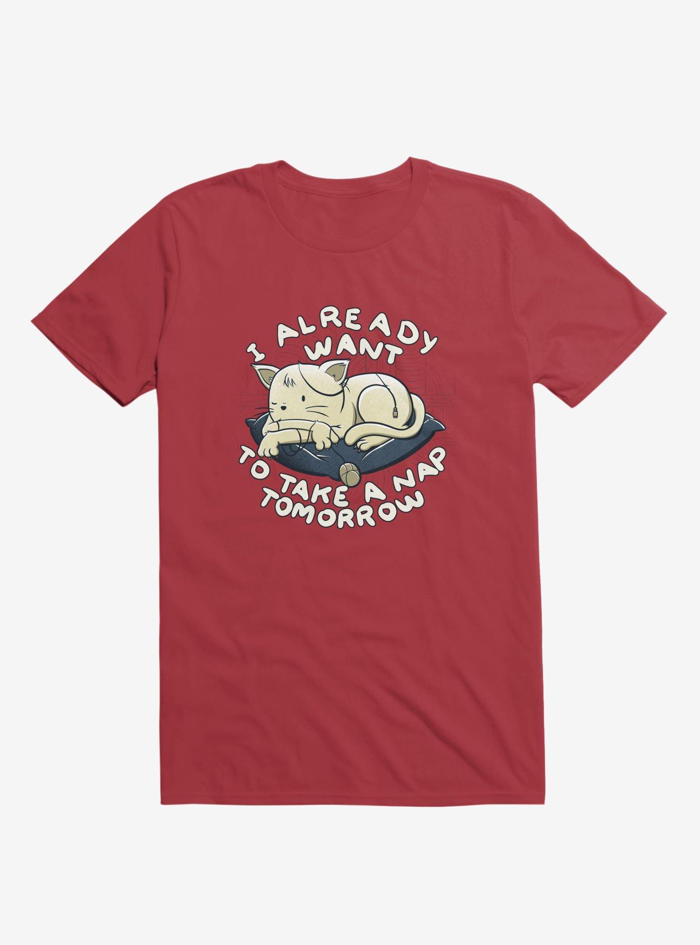 I Already Want To Take A Nap Tomorrow Cat Red T-Shirt, , hi-res