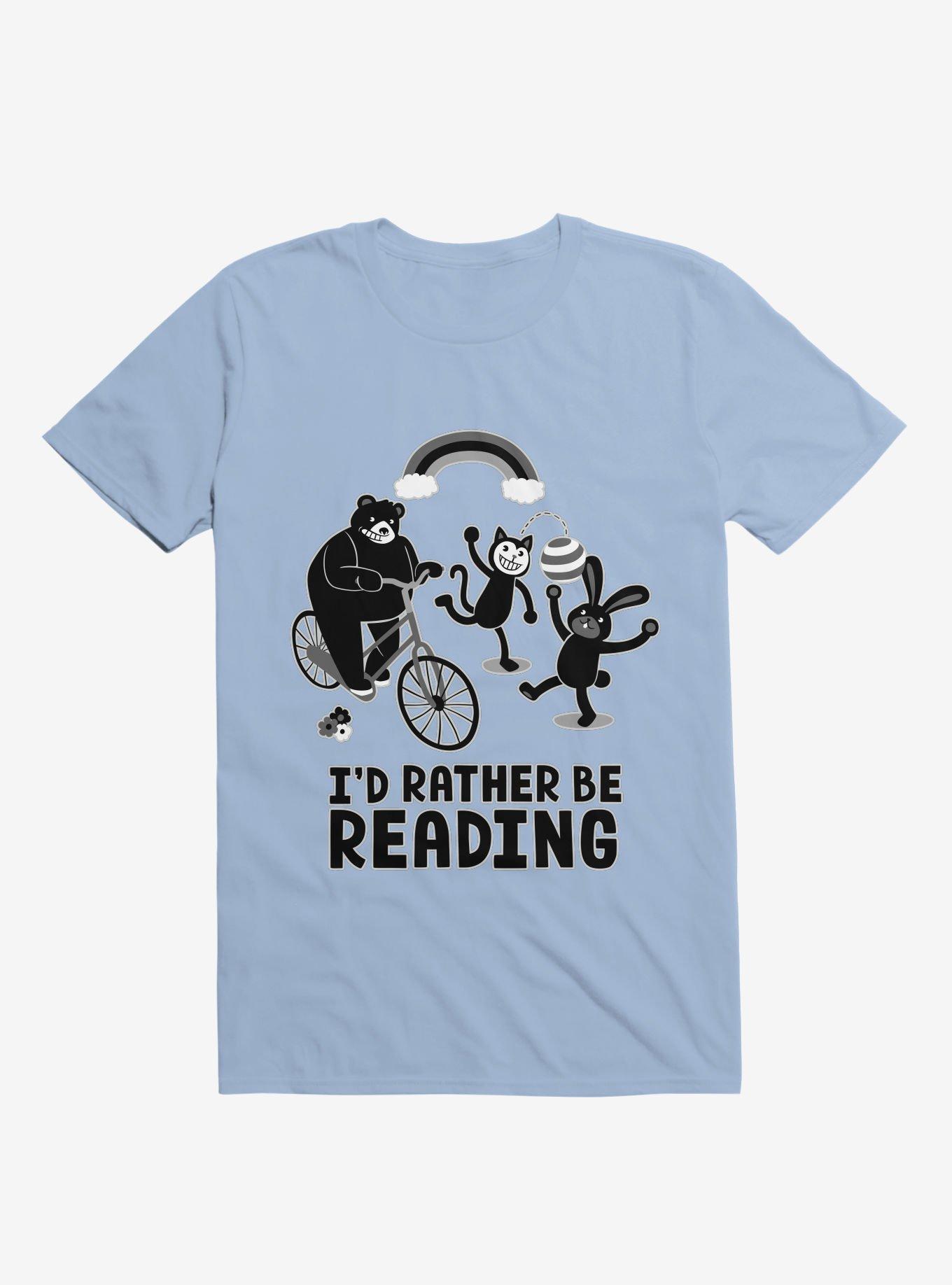 I'd Rather Be Reading Black And White T-Shirt, LIGHT BLUE, hi-res