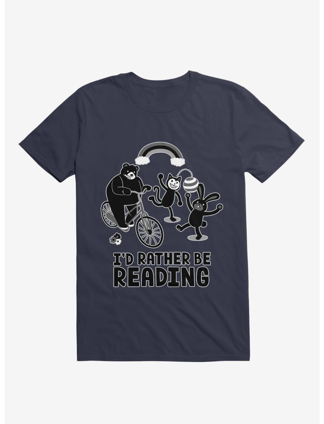 I'd Rather Be Reading Black And White T-Shirt, NAVY, hi-res