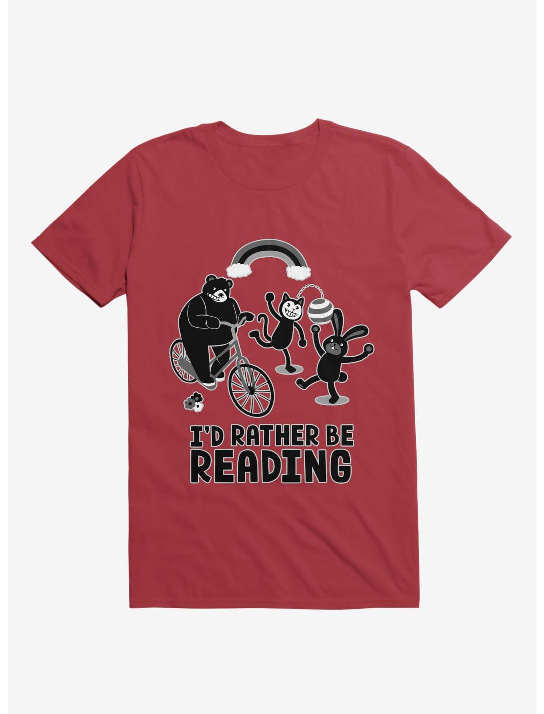I'd Rather Be Reading Black And White T-Shirt, RED, hi-res
