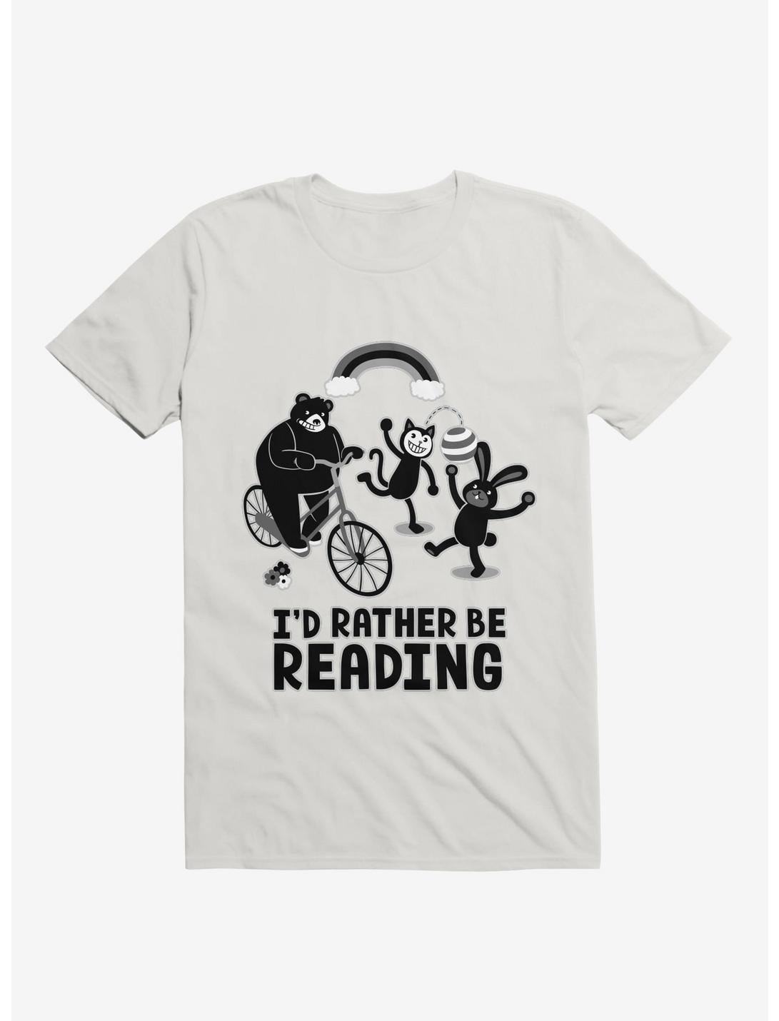 I'd Rather Be Reading Black And White T-Shirt, WHITE, hi-res