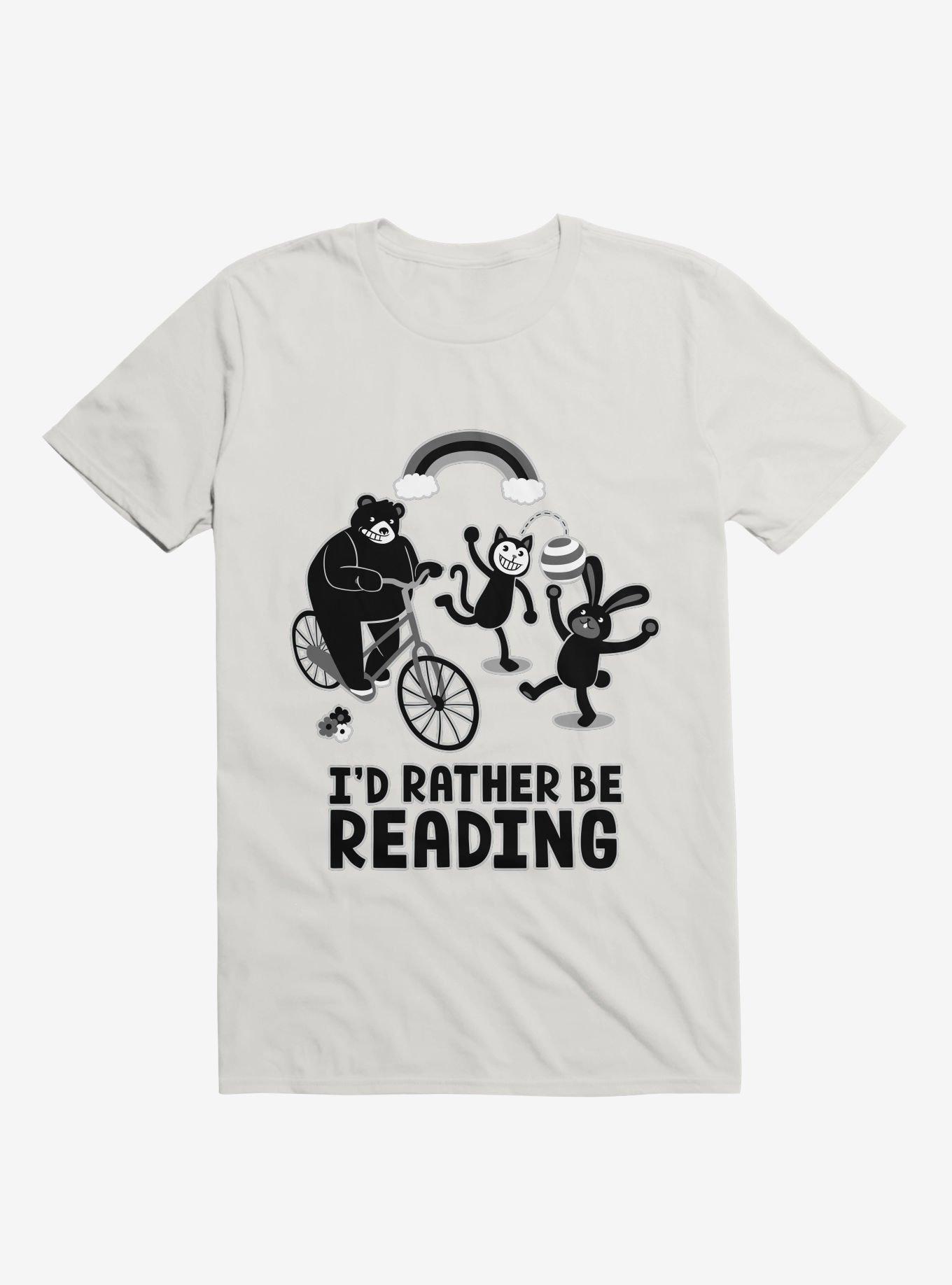 I'd Rather Be Reading Black And White T-Shirt, WHITE, hi-res