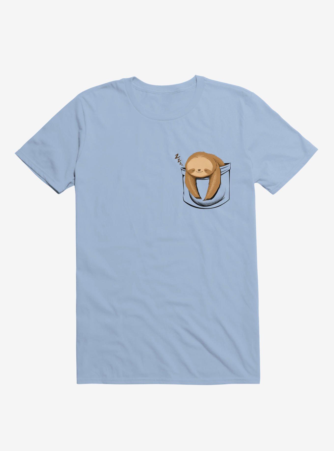 Sloth In A Pocket T-Shirt, LIGHT BLUE, hi-res