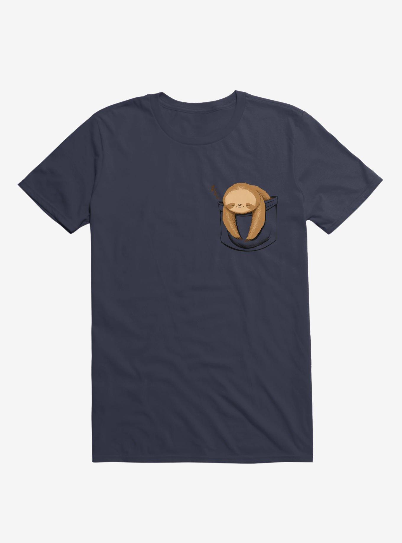 Sloth In A Pocket T-Shirt, NAVY, hi-res