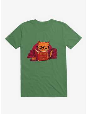Feed Me And Tell Me I'm Smart Cat Kelly Green T-Shirt, , hi-res