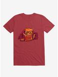 Feed Me And Tell Me I'm Smart Cat Red T-Shirt, RED, hi-res