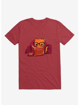Feed Me And Tell Me I'm Smart Cat Red T-Shirt, , hi-res