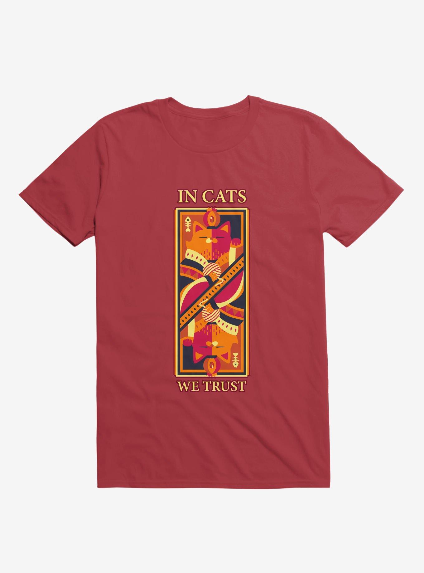 In Cats We Trust Red T-Shirt, RED, hi-res