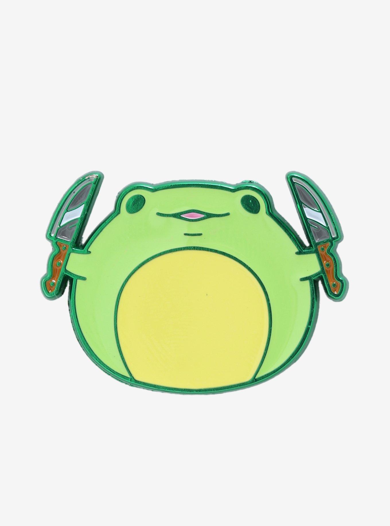 Cute Frog Knife Enamel Pin, , hi-res