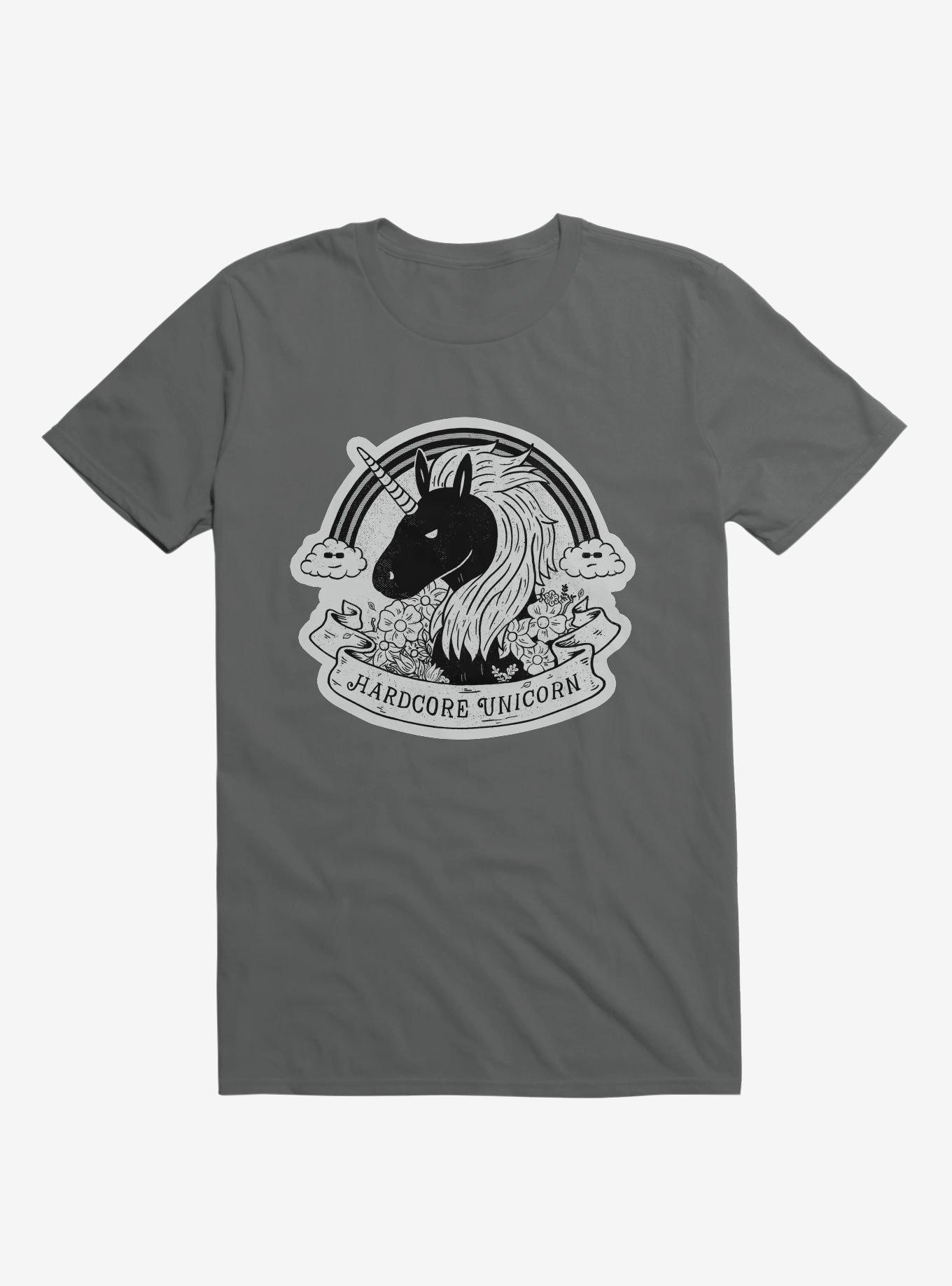 Hardcore Unicorn Charcoal Grey T-Shirt, , hi-res
