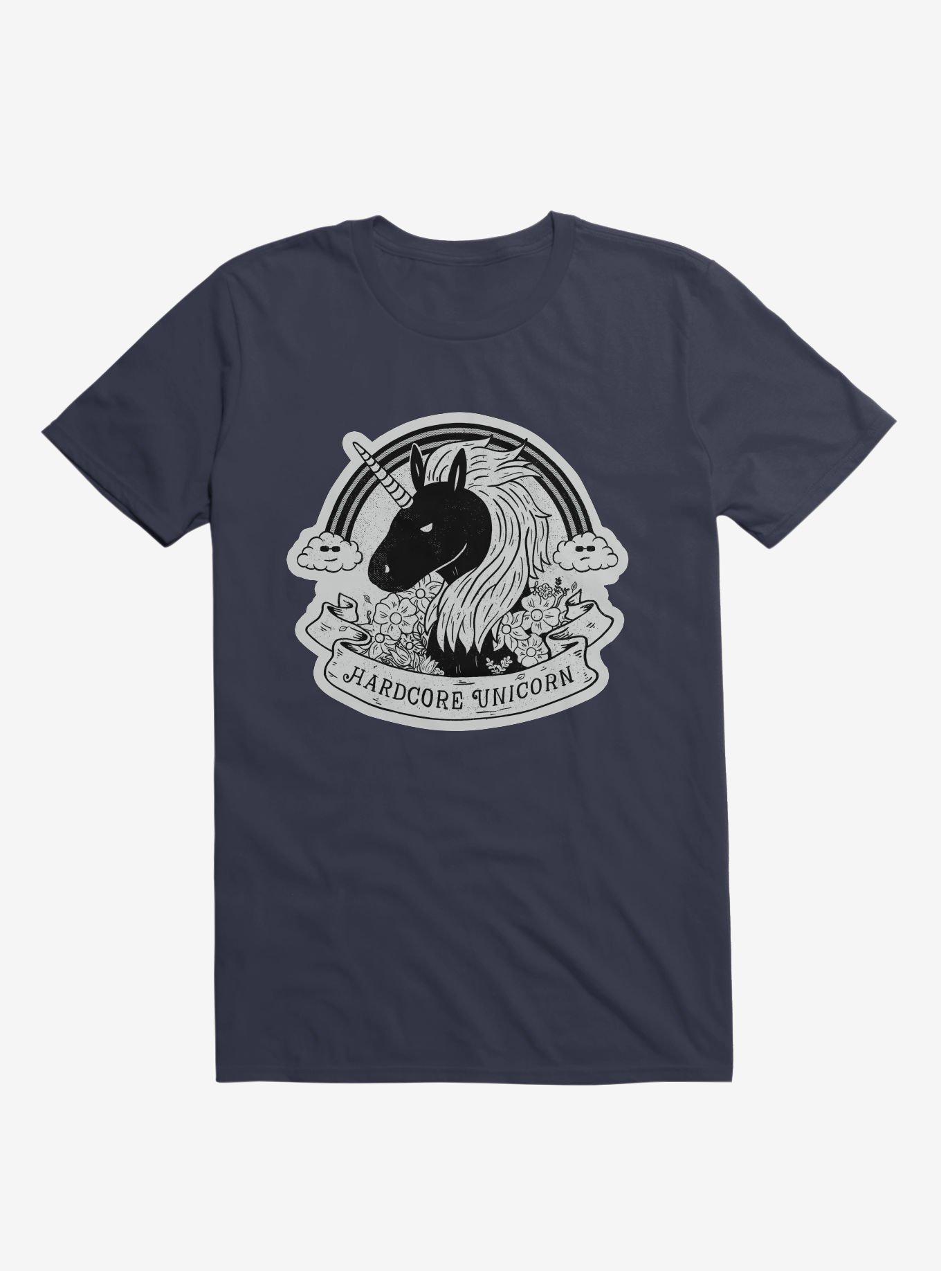 Hardcore Unicorn Navy Blue T-Shirt, NAVY, hi-res