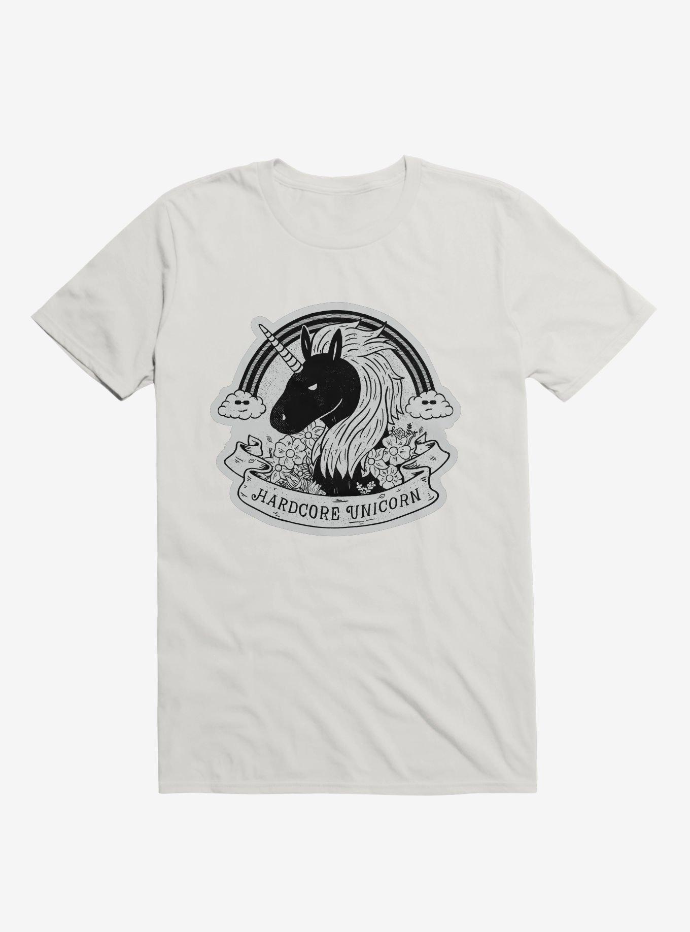 Hardcore Unicorn White T-Shirt, , hi-res