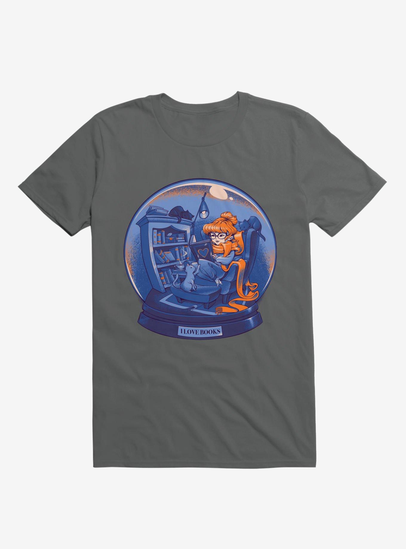 I Love Books And Cats Charcoal Grey T-Shirt, , hi-res