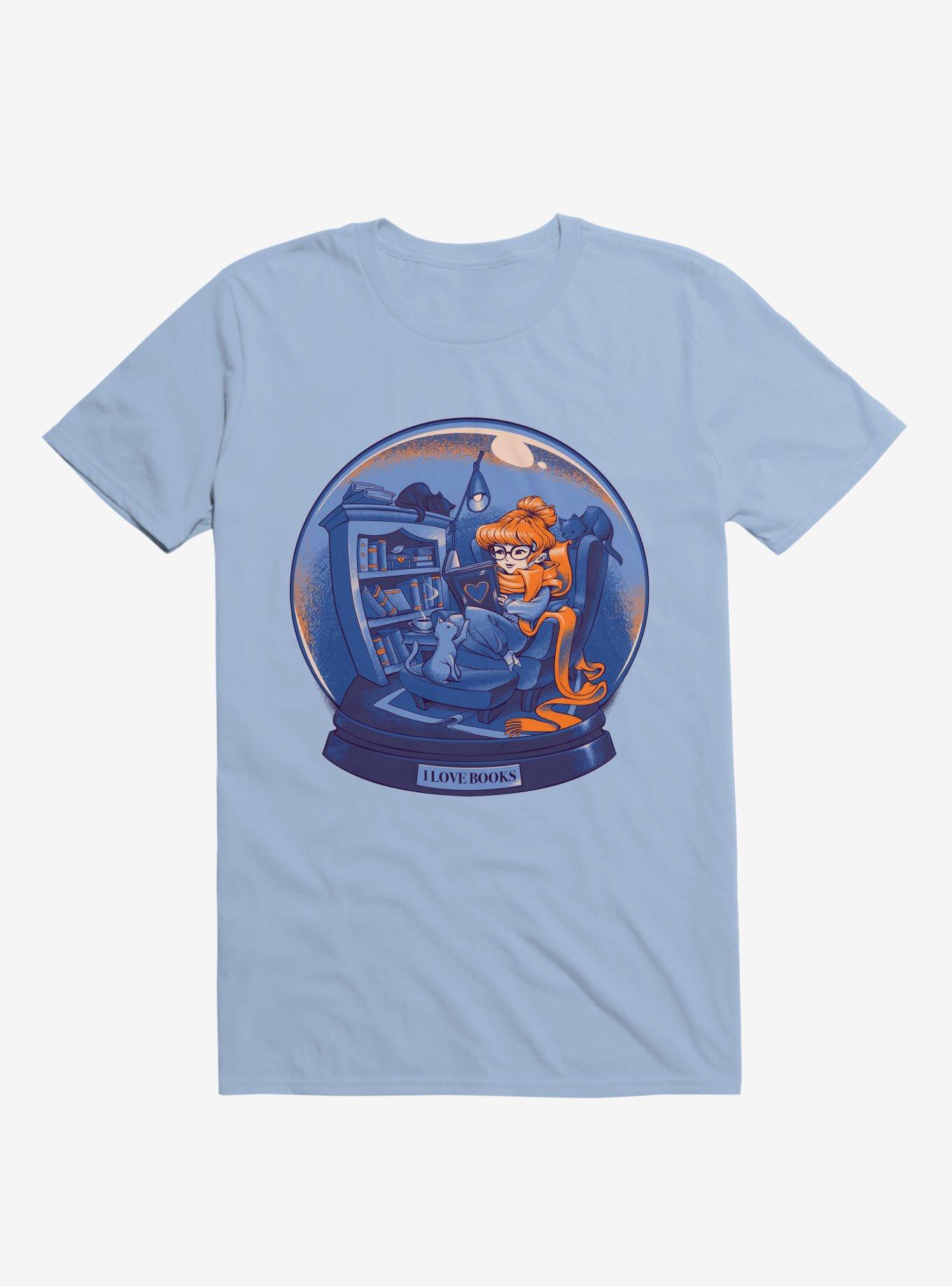 I Love Books And Cats Light Blue T-Shirt, LIGHT BLUE, hi-res