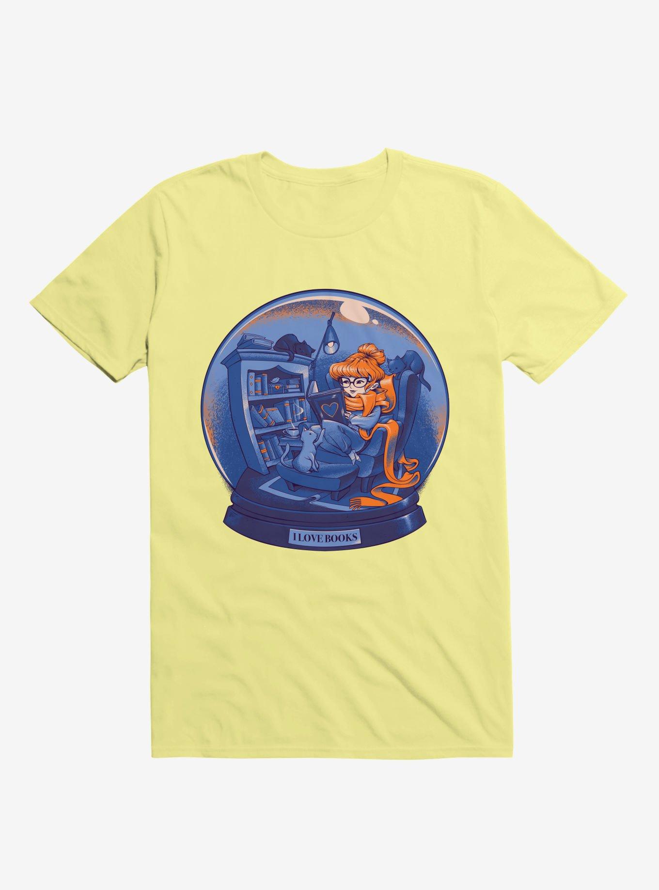 I Love Books And Cats Corn Silk Yellow T-Shirt, , hi-res