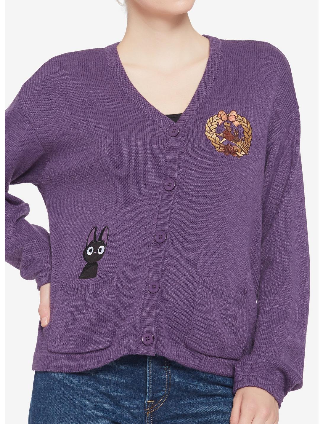 Studio Ghibli Kiki's Delivery Service Purple Embroidered Skimmer Girls Cardigan, MULTI, hi-res