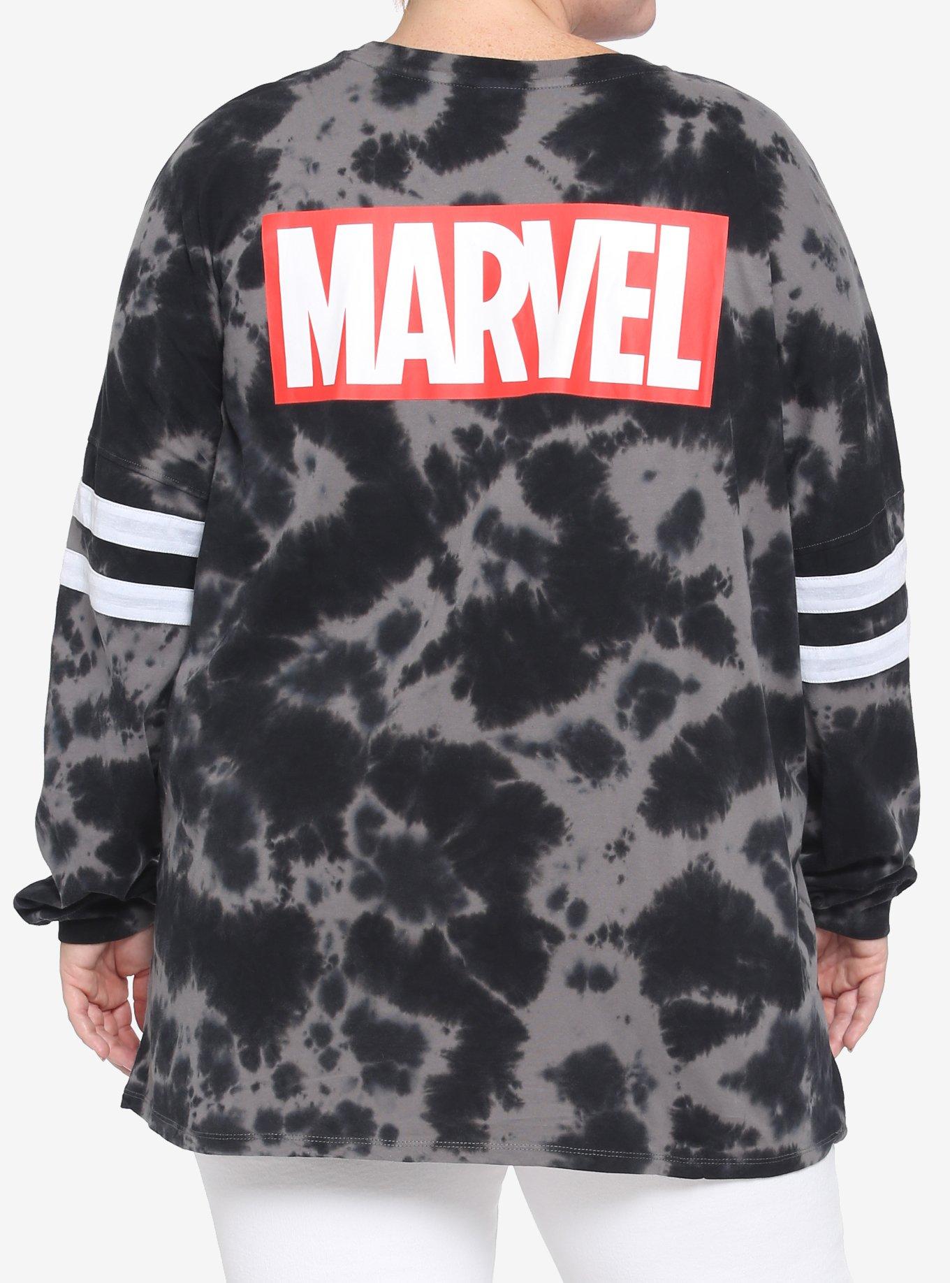 Marvel Logo Black Wash Girls Athletic Jersey Plus Size, MULTI, hi-res