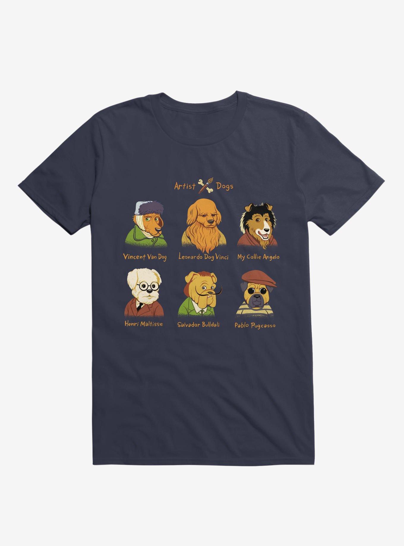 Artist Dogs Navy Blue T-Shirt, , hi-res