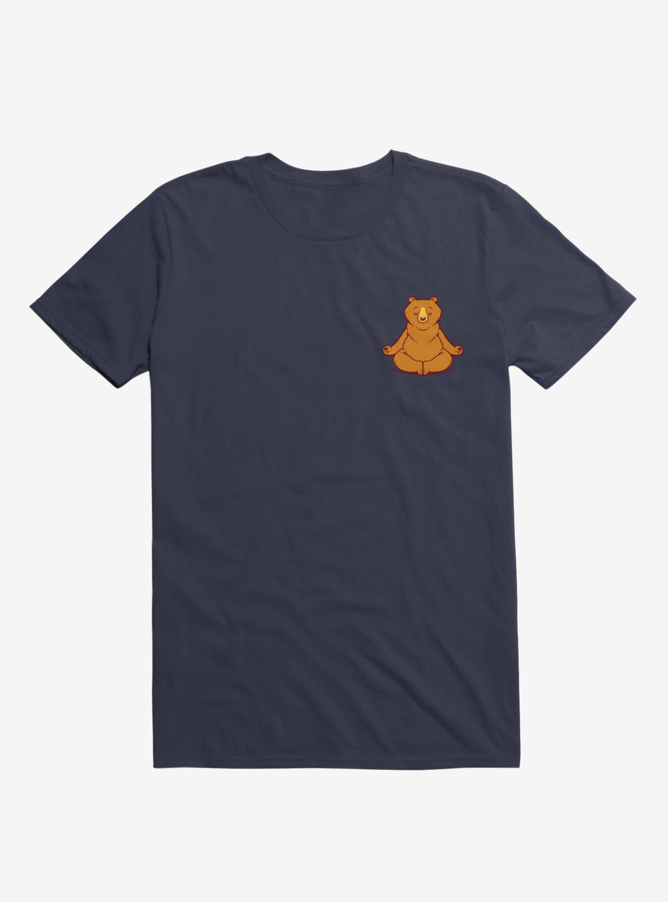 Bear Animals Meditation Zen Buddhism Navy Blue T-Shirt, NAVY, hi-res
