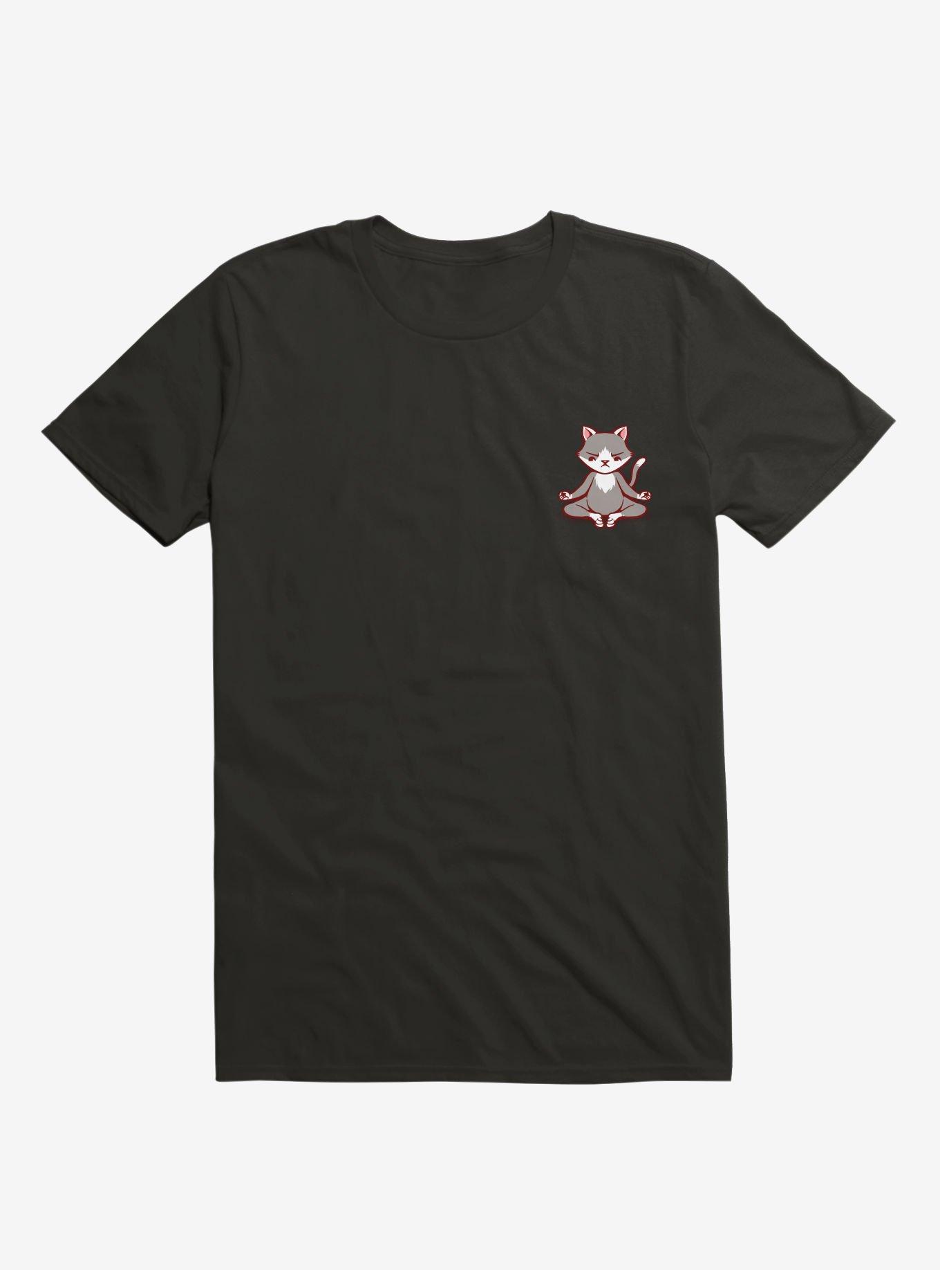 Cat Animals Meditation Zen Buddhism Black T-Shirt, , hi-res
