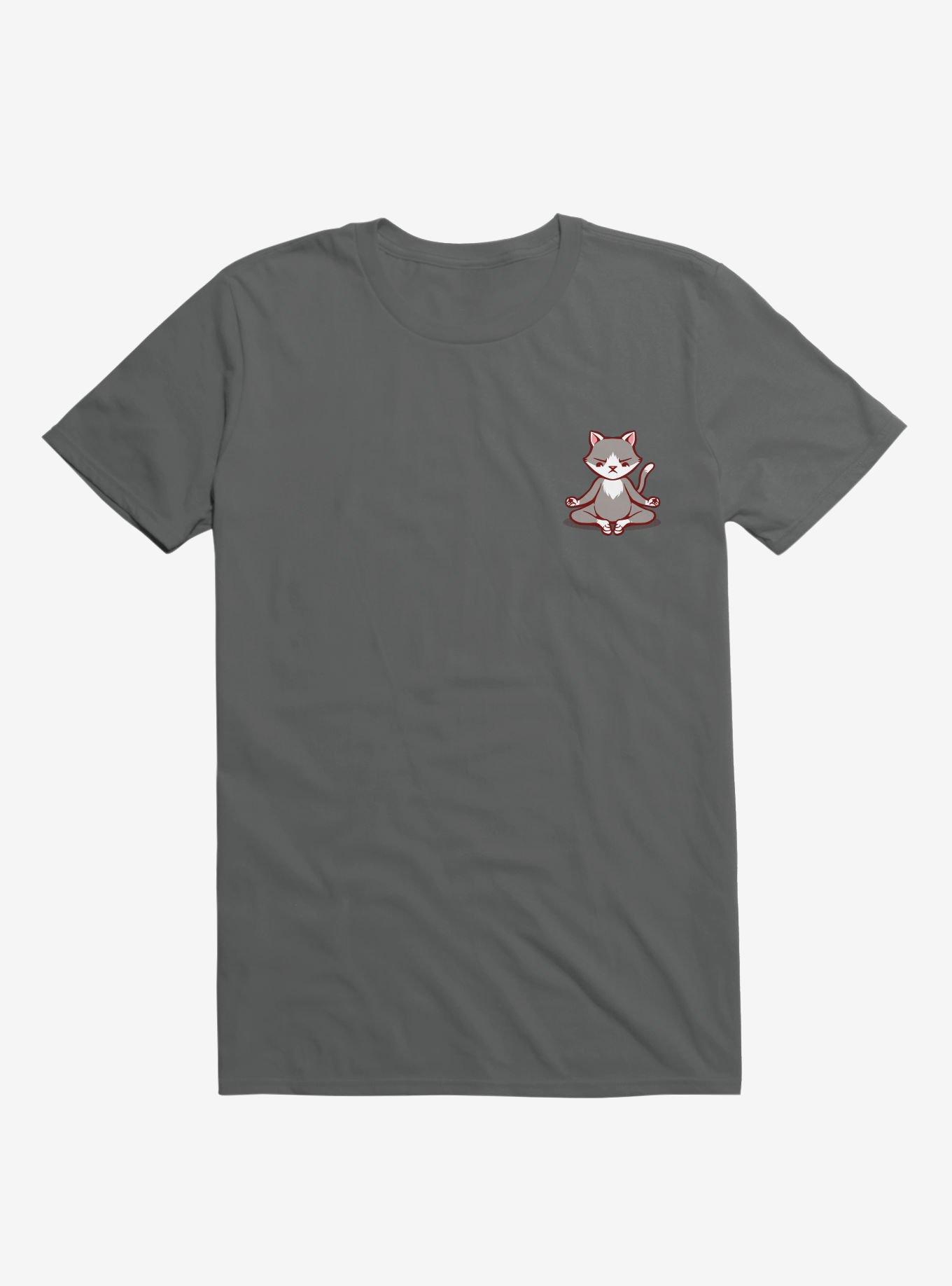 Cat Animals Meditation Zen Buddhism Charcoal Grey T-Shirt, , hi-res