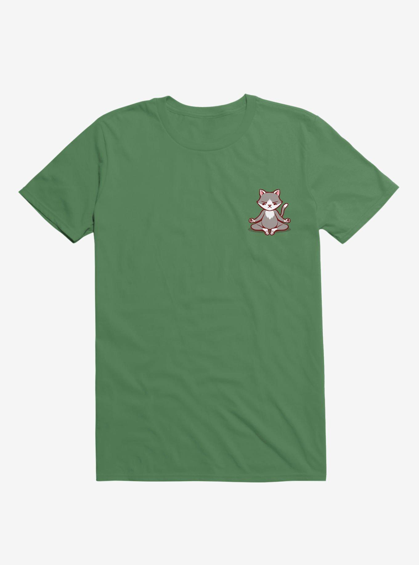 Cat Animals Meditation Zen Buddhism Kelly Green T-Shirt, , hi-res