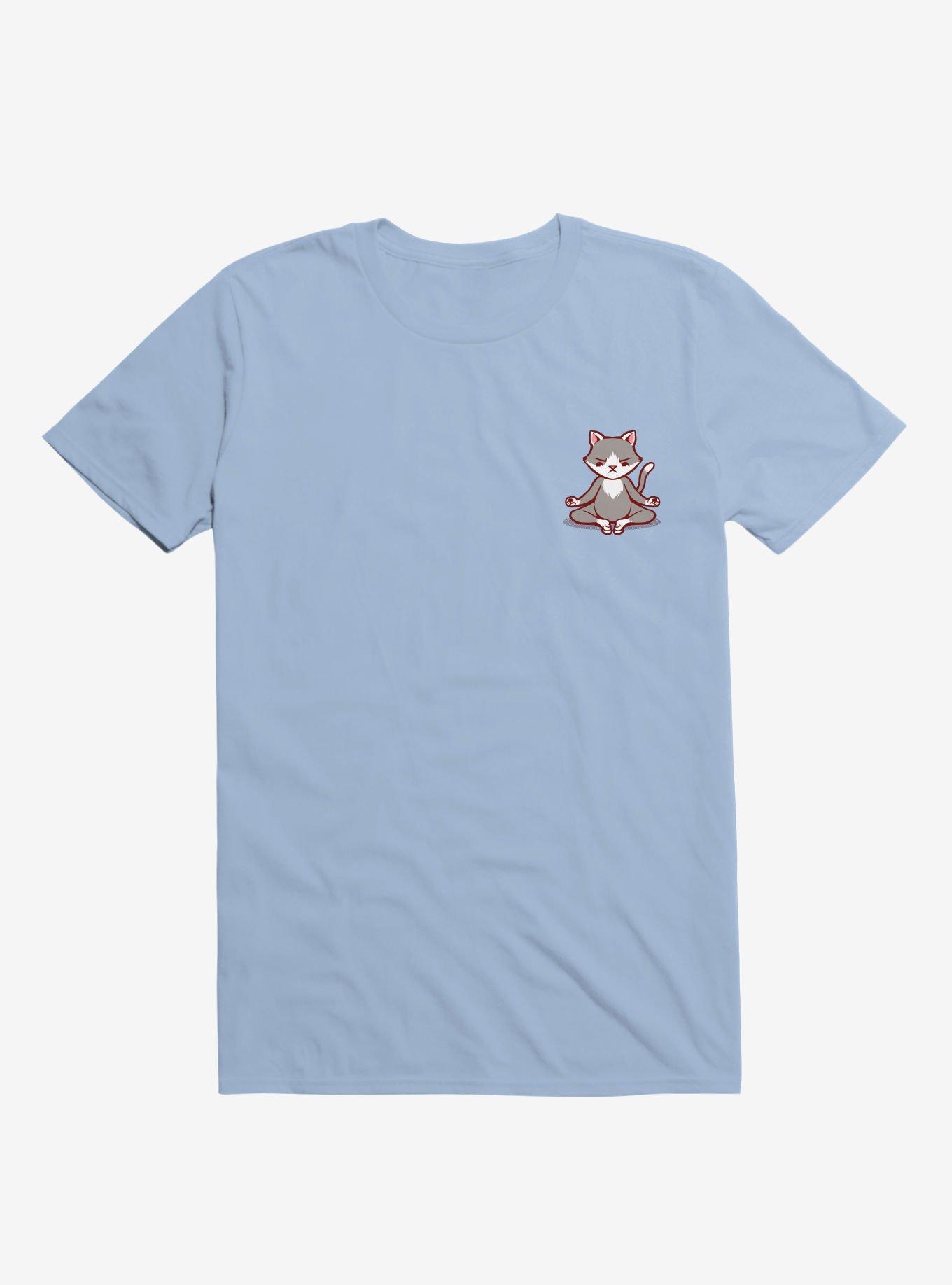 Cat Animals Meditation Zen Buddhism Light Blue T-Shirt, , hi-res