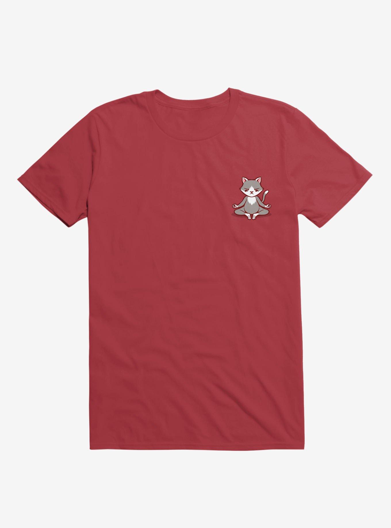Cat Animals Meditation Zen Buddhism Red T-Shirt, , hi-res